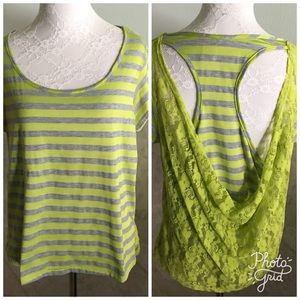 Lace Racer Back Striped Top M🎈